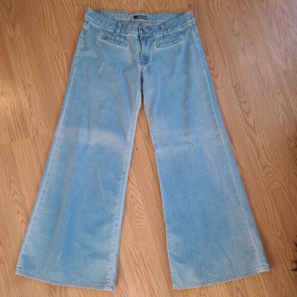 Light Blue Women's Flare Jeans - Picture 2 of 10